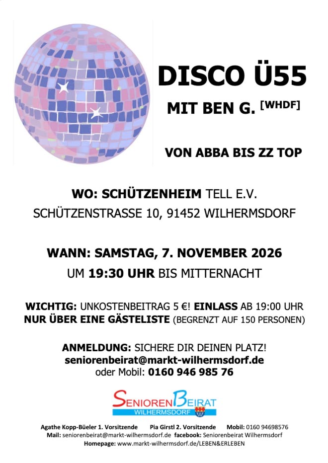 Disco-Ü55-Seniorenbeirat Wilhermsdorf